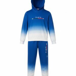 Paris Hooded Pullover Sweater and Drawstring Pants Set Boys Size 11/12